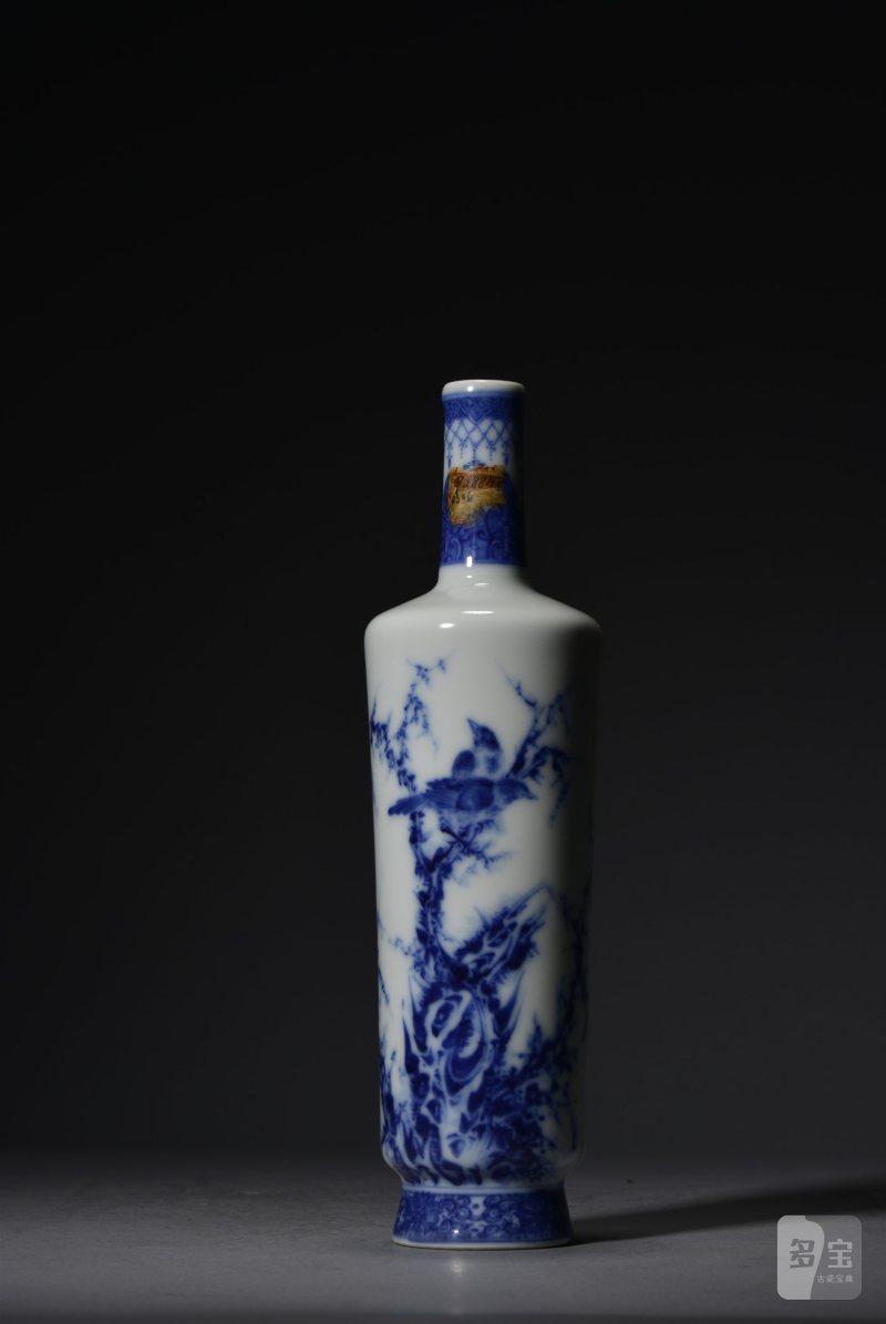 民国 王步风格青花花鸟棒槌瓶 - 图7